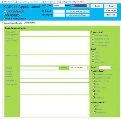 Main Sales, Sales Support Module Appointment System profile